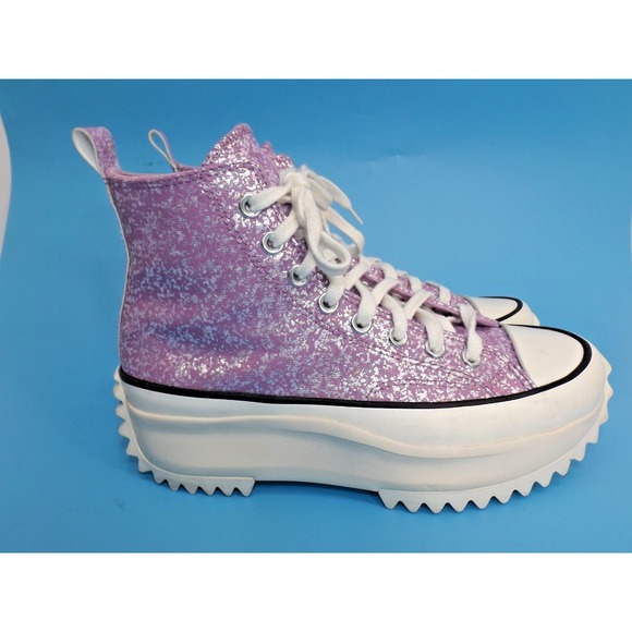 Converse Run Star Hike High Top Purple Glitter Platform Shoes-Ladies 9 / Men 7½ - Picture 6 of 16